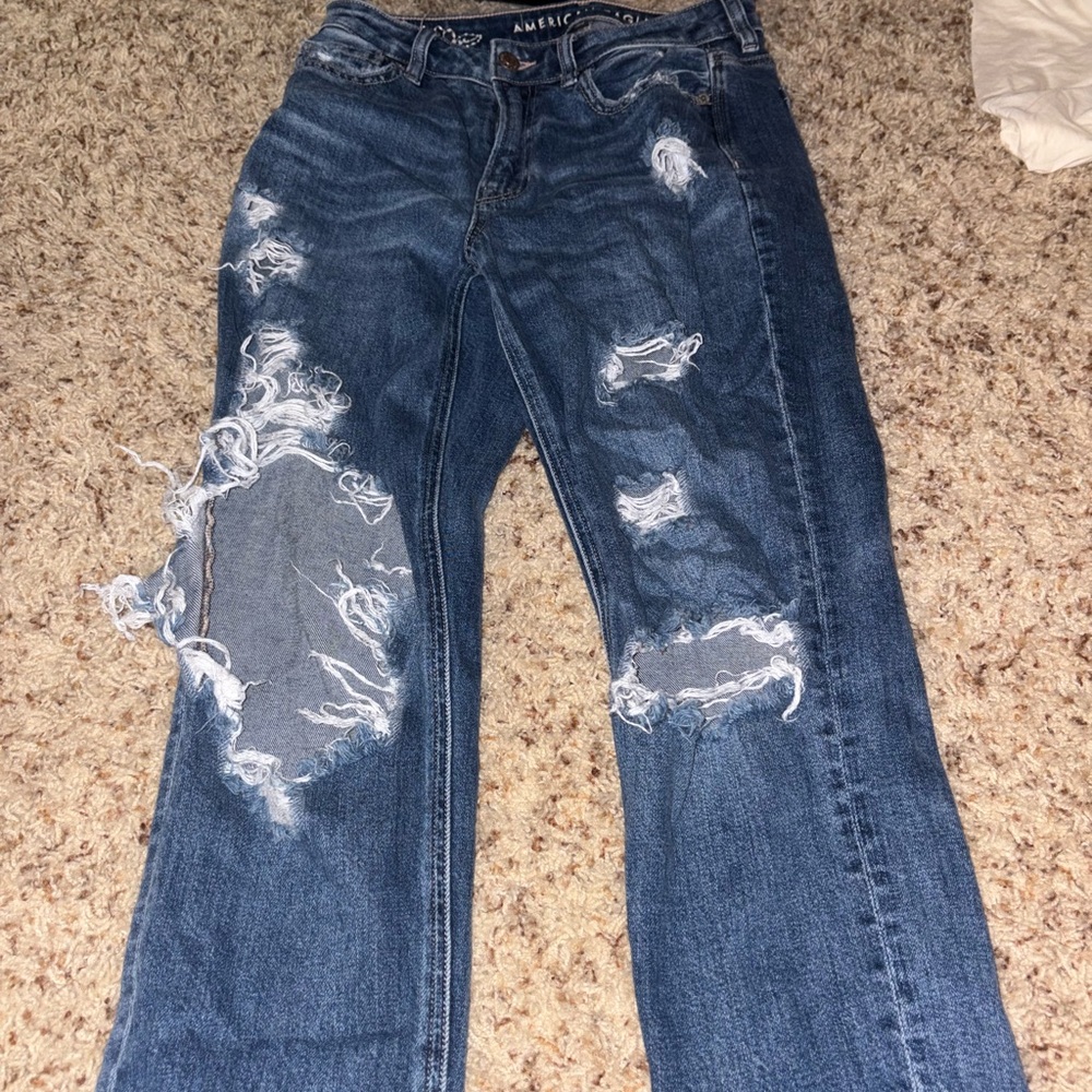 American Eagle Outfitters Blue Boyfriend Jeans Distressed